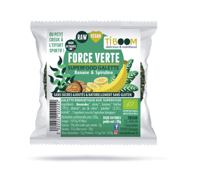Tiboom - Force Verte Galettes énergétiques Banane et Spiruline