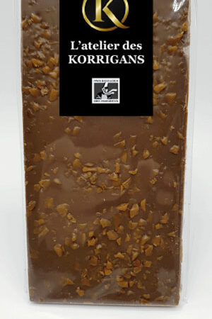 L'Atelier des Korrigans - Fournisseur Chocolat bio - Tablette de Chocolat au lait aux aux Pépites de Caramel