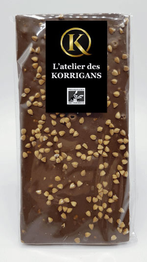 L'Atelier des Korrigans - Fournisseur Chocolat bio - Tablette de Chocolat au lait au Sarrasin