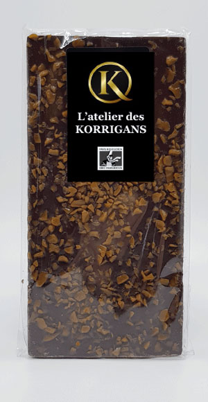 L'Atelier des Korrigans - Fournisseur Chocolat bio - Tablette de Chocolat noir au caramel