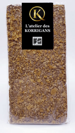 L'Atelier des Korrigans - Fournisseur Chocolat bio - Tablette de Chocolat noir aux Crêpes Dentelles