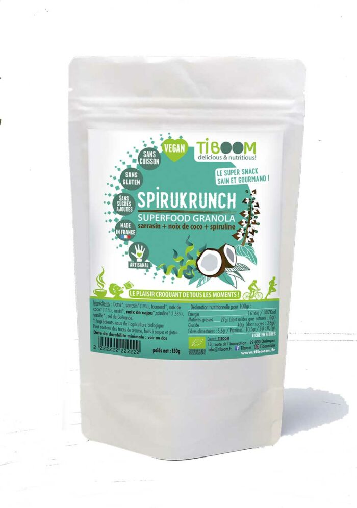 Tiboom - Spirukrunch - Superfood Granola Spiruline & Vanille