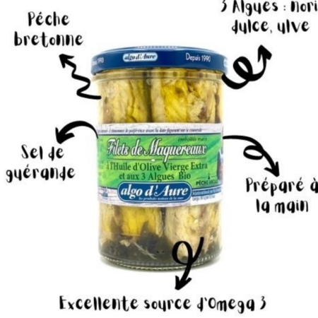 Algo d'Aure - Filets de Maquereaux à l'huile d'olive vierge extra et aux 3 algues bio