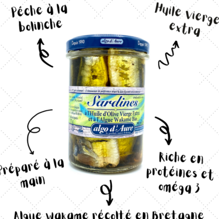 Algo d'Aure - Sardines à l'huile d'olive vierge extra et à l'algue wakamé bio