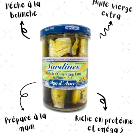 Algo d'Aure - Sardines à l'huile d'olive vierge extra au piment bio