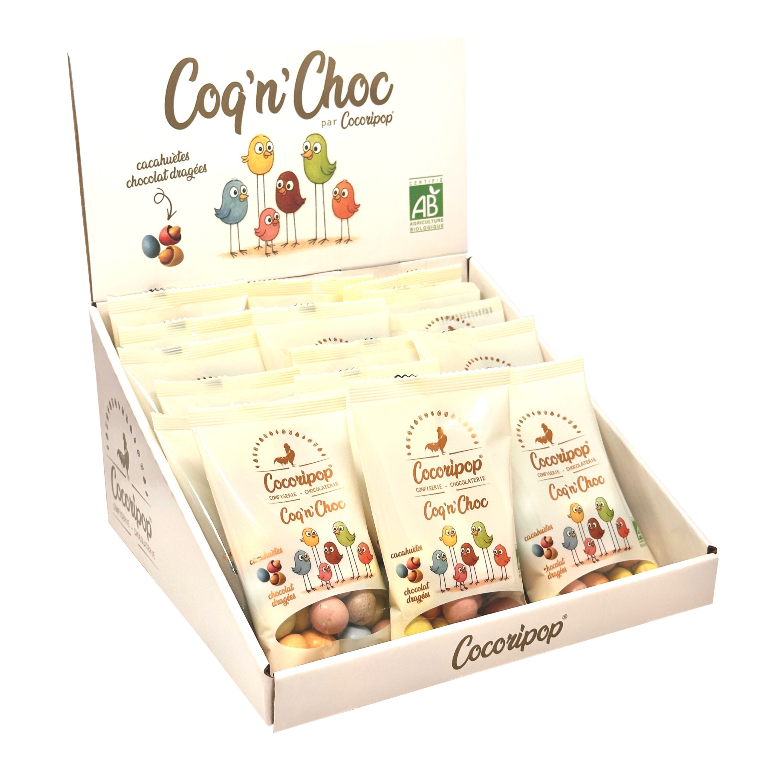Présentoir de caisse Coq ’n’ Choq bio Cocoripop